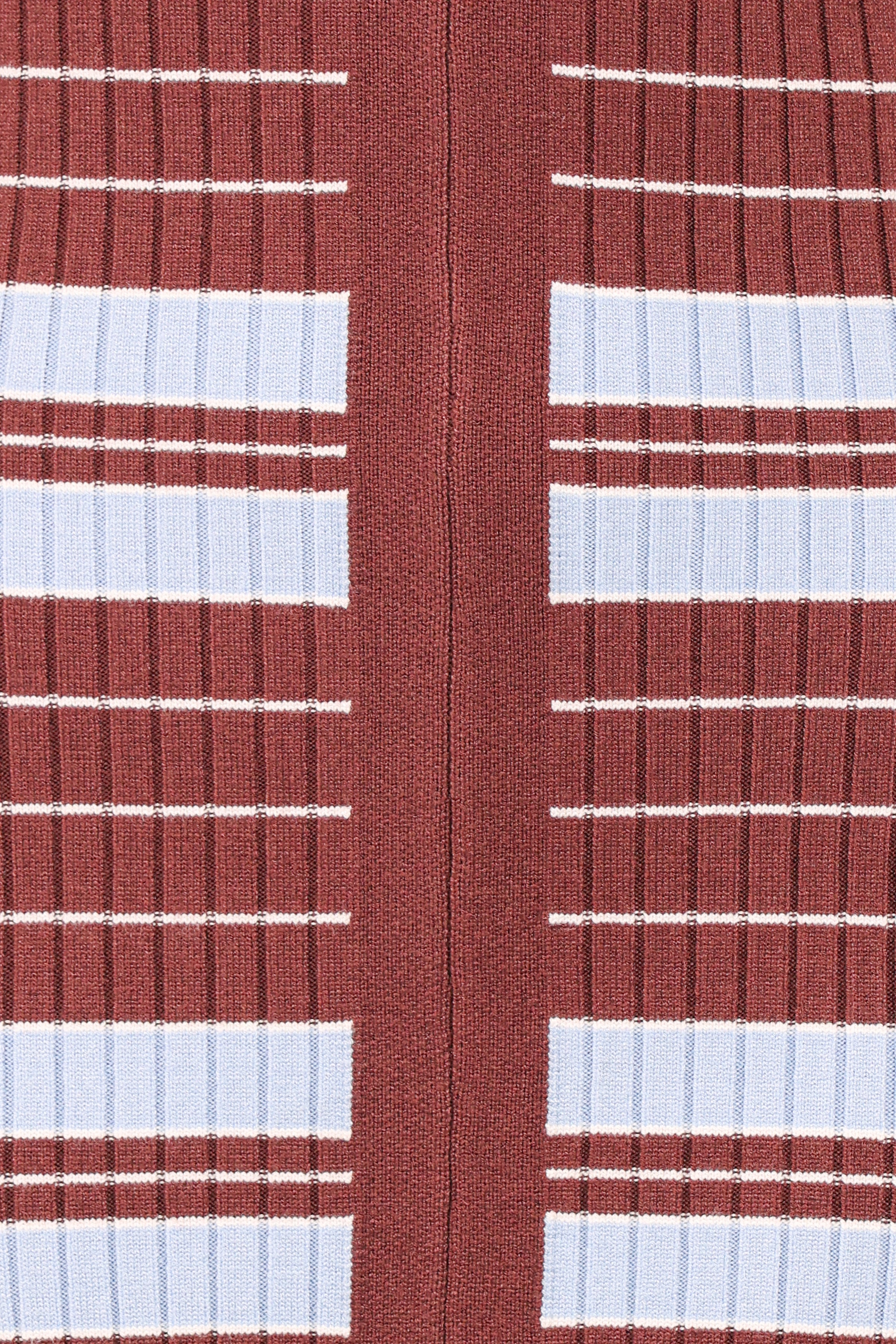 Eliana Long Sleeve Midi Dress - Brown Blue Stripe