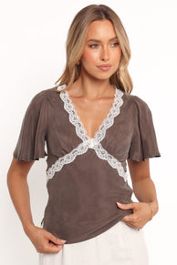 Elianna Top - Brown White