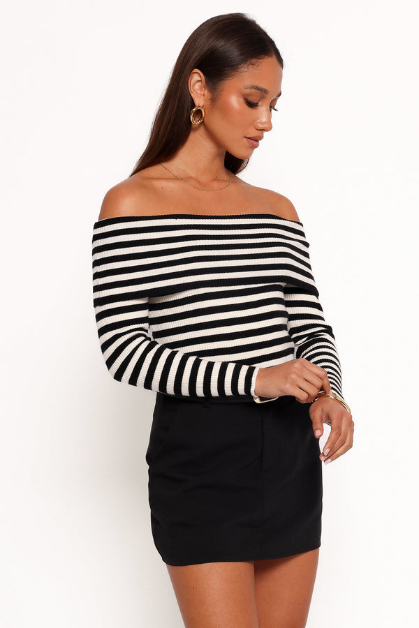 Ellora Knit Top - Black Cream