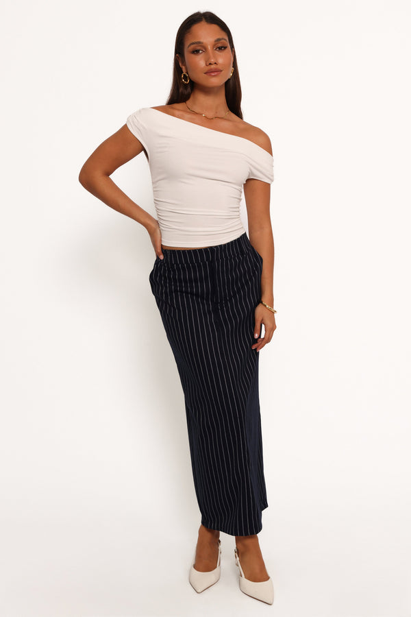 Ellory Midi Skirt - Navy Pinstripe