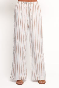 Ember Cotton Pants - Blue Brown Stripe