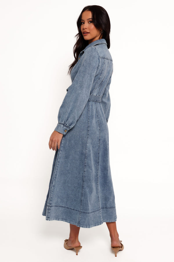 Emberly Long Sleeve Maxi Dress - Denim