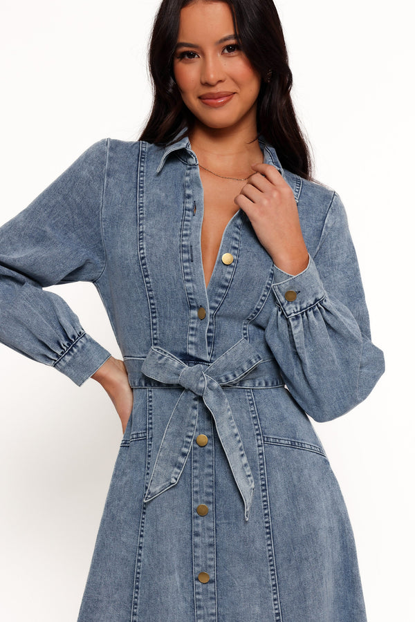 Emberly Long Sleeve Maxi Dress - Denim