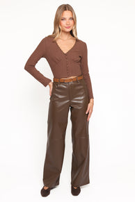 Emer Leather Pant - Chocolate Brown