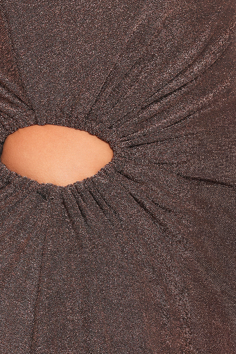 Emma One Shoulder Midi Dress - Vintage Gold