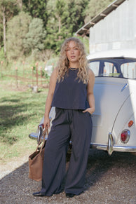 Elijah Pants - Navy White Stripe