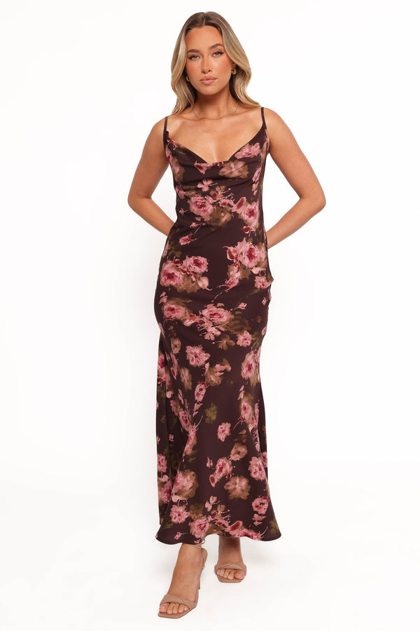 Enya Maxi Dress - Chocolate Floral