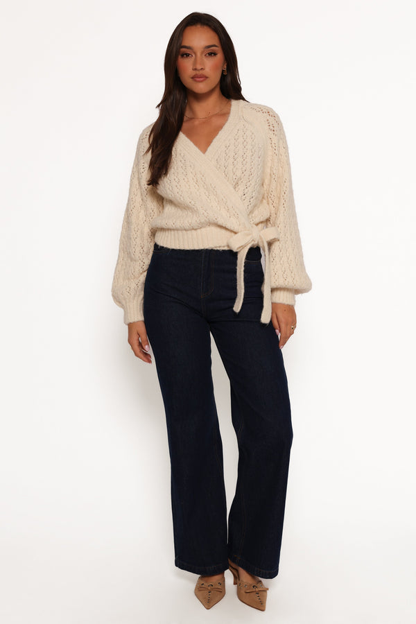 Etta Ballet Wrap Knit Sweater - Cream