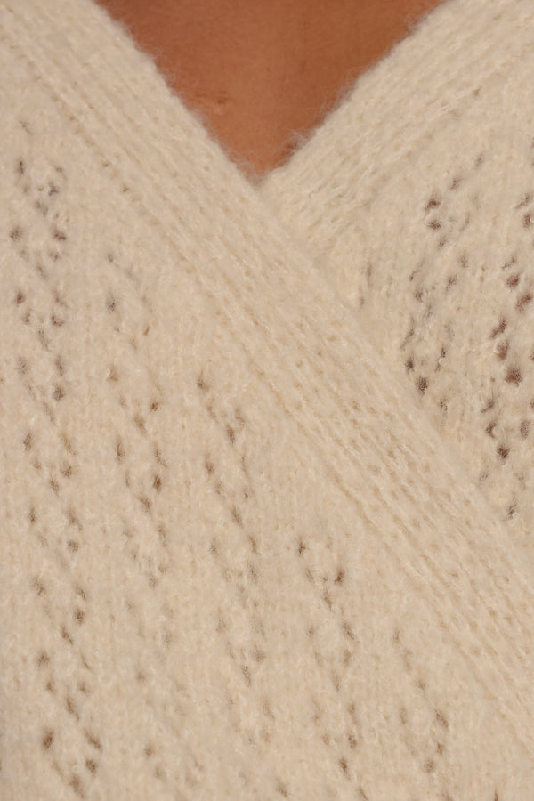 Etta Ballet Wrap Knit Sweater - Cream