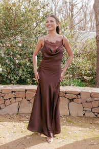 Evana Lace Maxi Dress - Brown