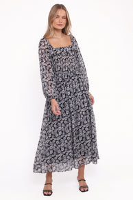 Faith Long Sleeve Maxi Dress - Black Floral