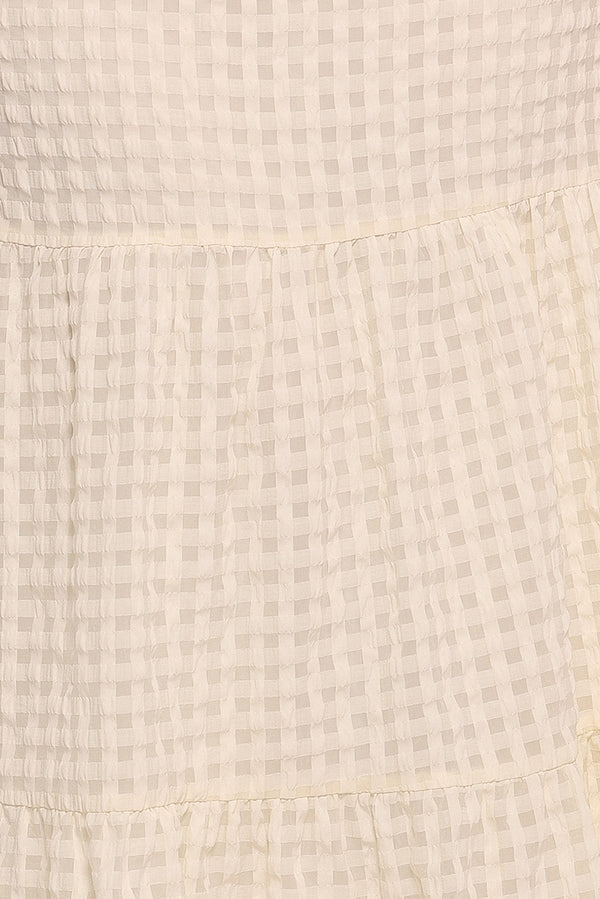 Farica Gingham Midi Skirt - Cream