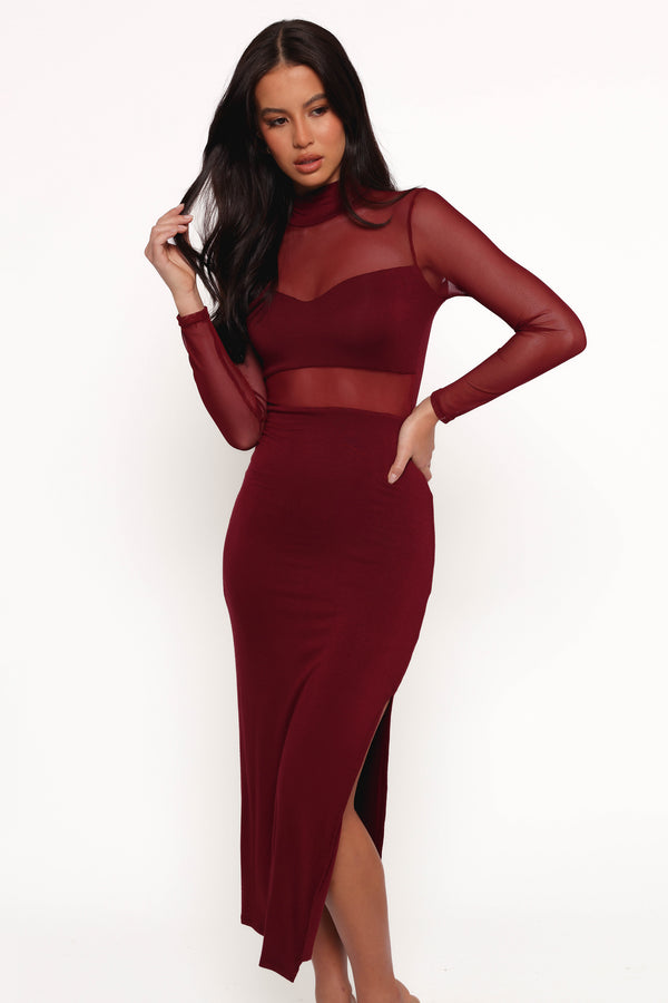 Farrow Long Sleeve Midi Dress - Wine