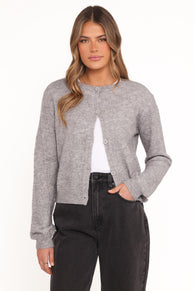 Fauna Tonal Floral Cardigan - Heather Grey