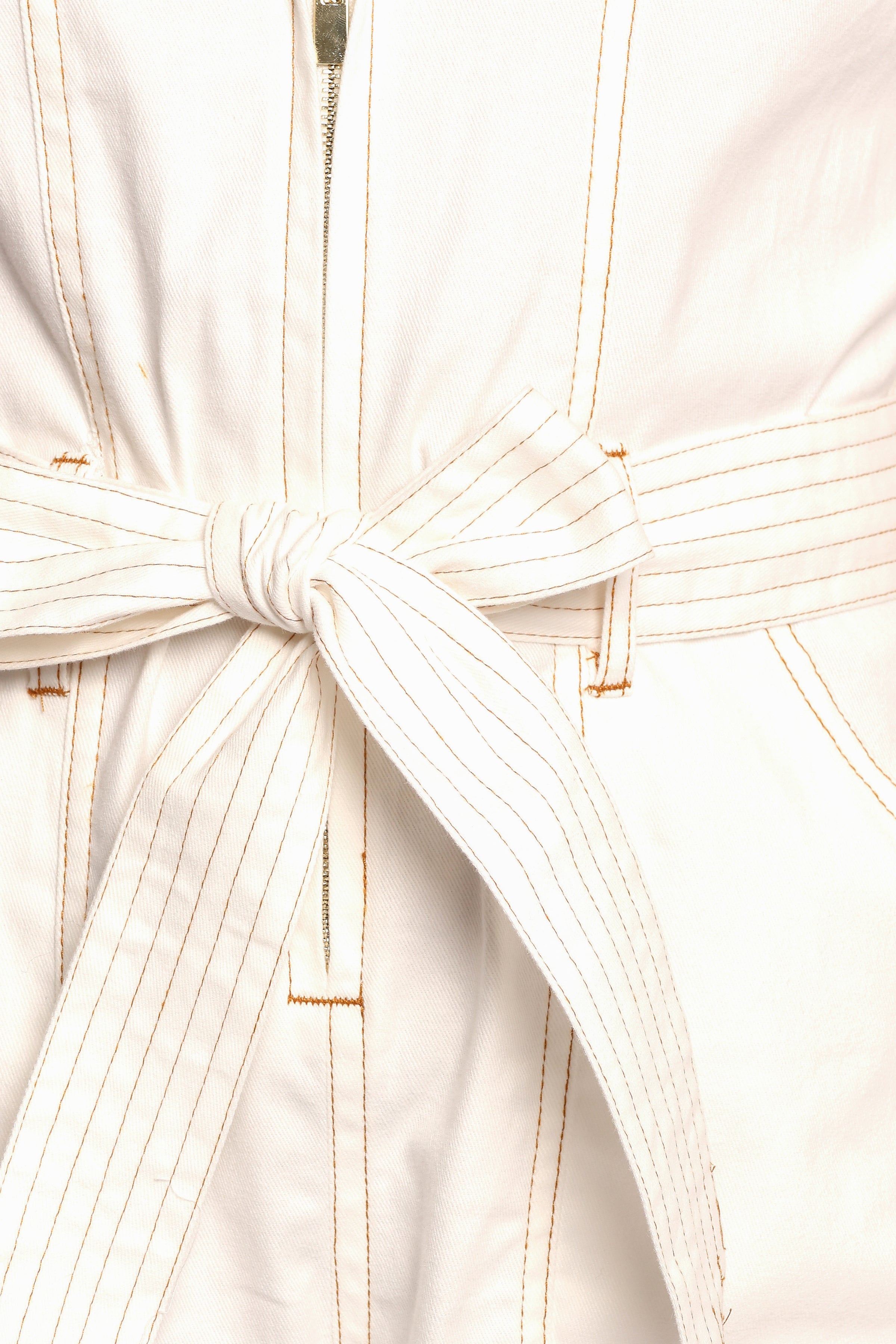 Fawn Tie Waist Romper - White