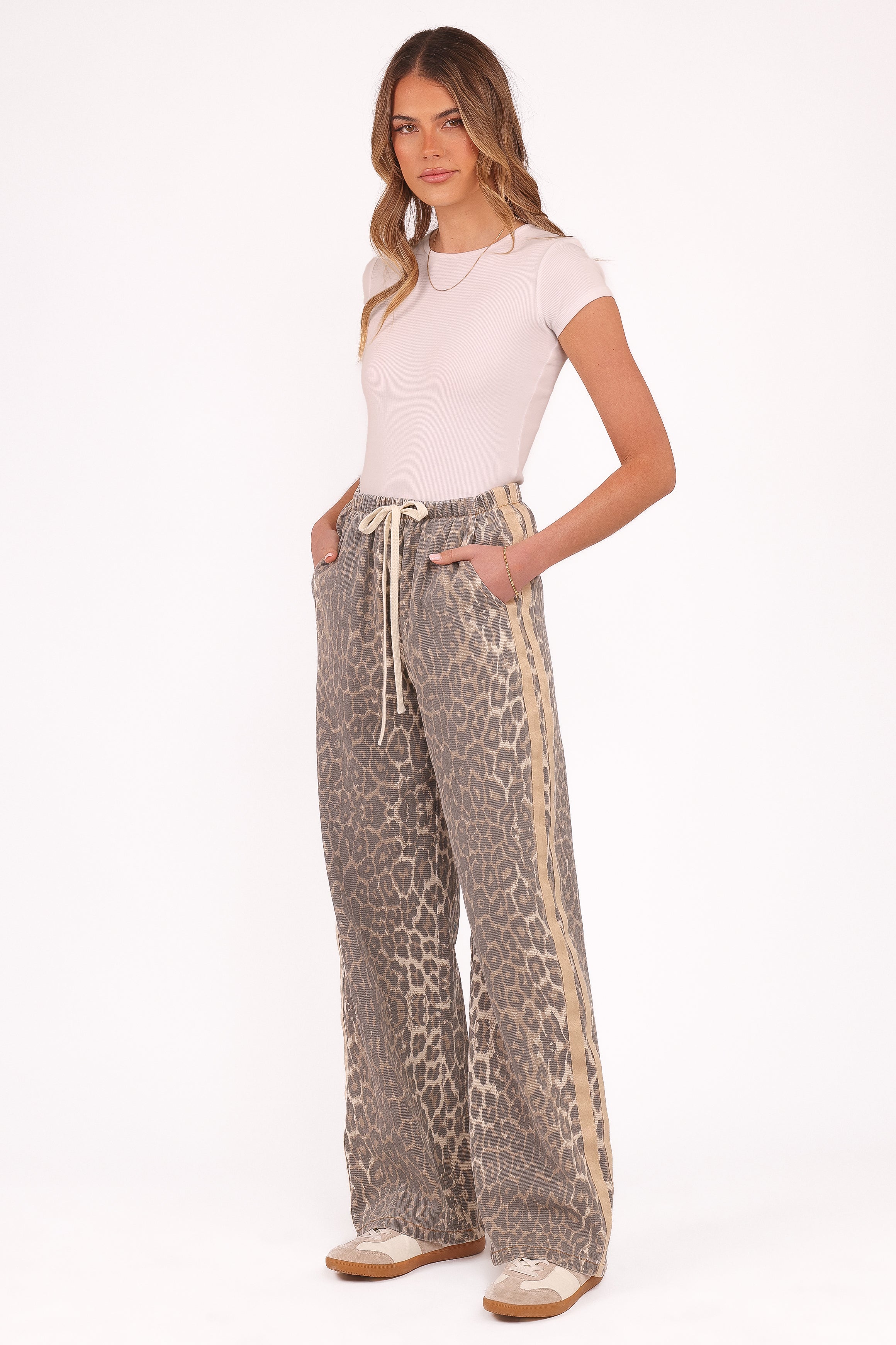 Fletcher Denim Racer Pants - Leopard