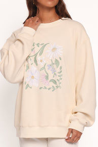 Flower Garden Graphic Sweatshirt - Cream
