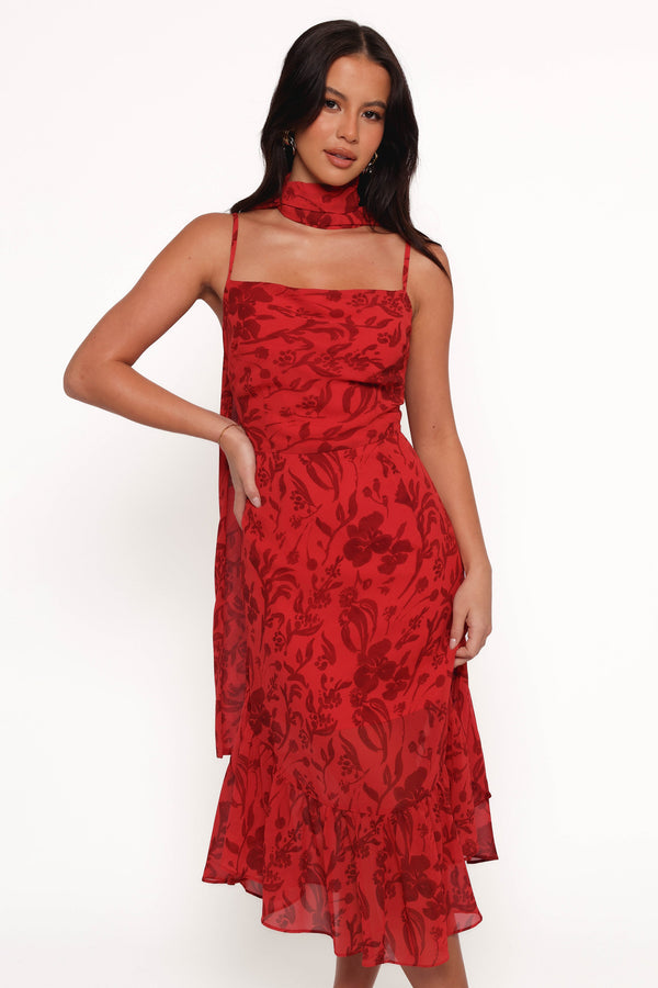 Francesca Midi Dress - Red Floral