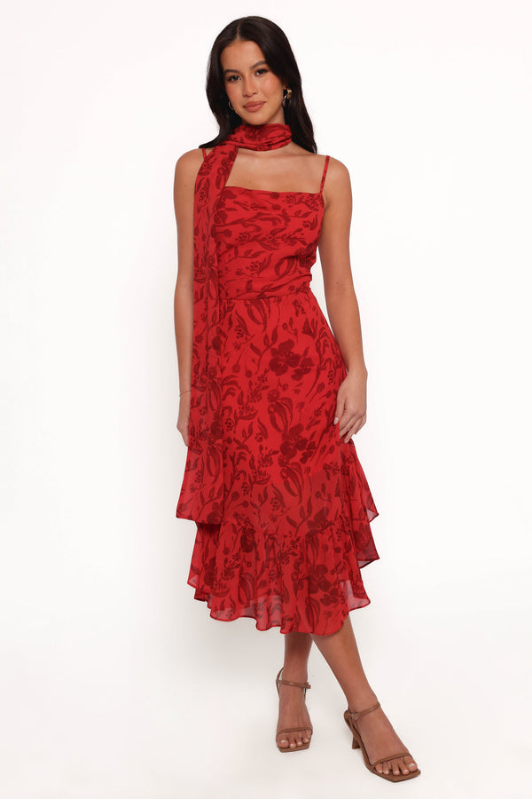 Francesca Midi Dress - Red Floral