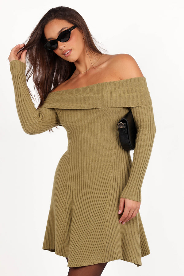 Francisco Long Sleeve Mini Dress - Olive