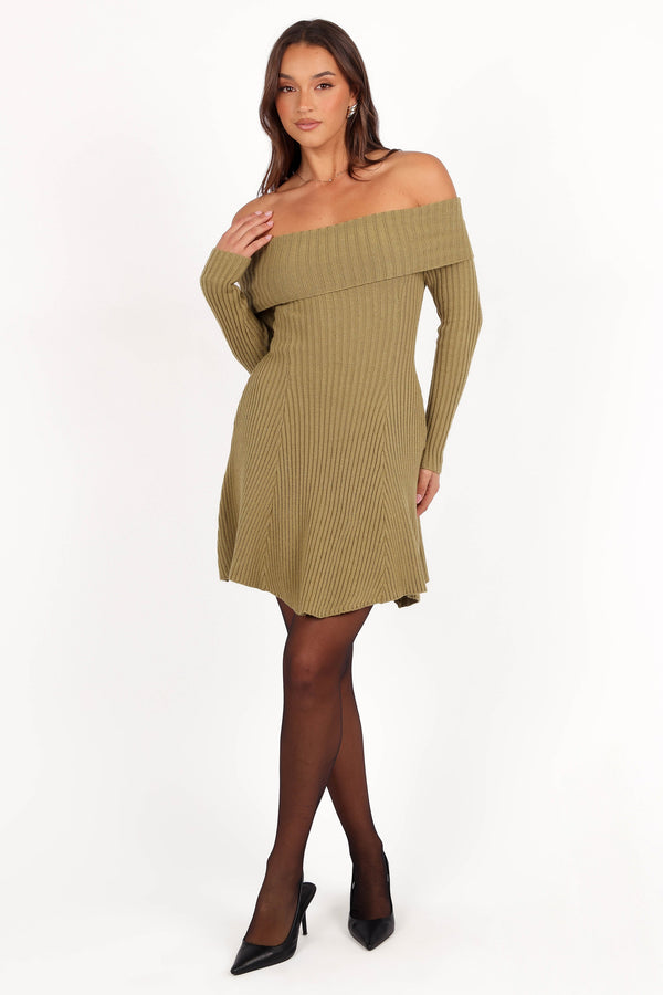 Francisco Long Sleeve Mini Dress - Olive