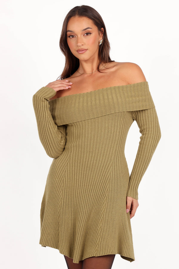 Francisco Long Sleeve Mini Dress - Olive