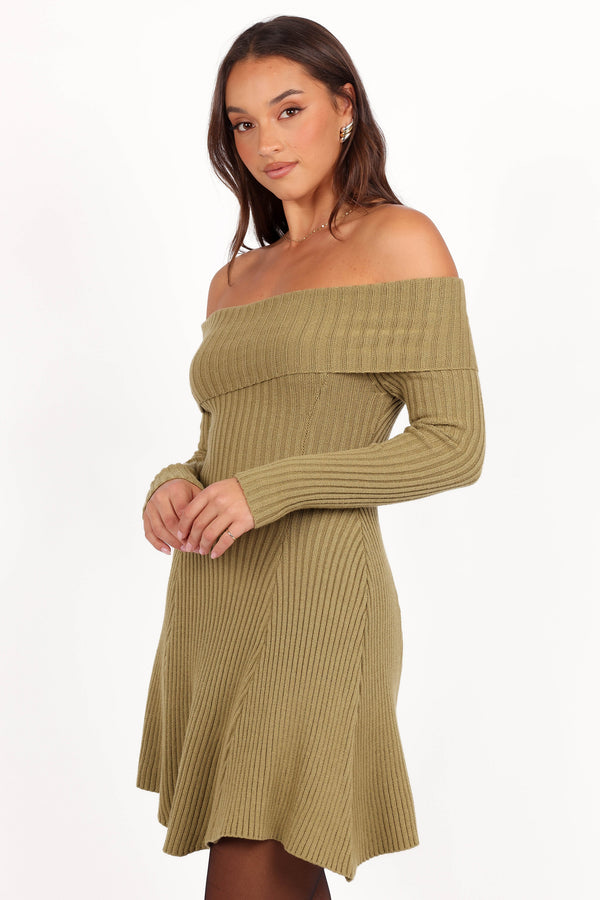 Francisco Long Sleeve Mini Dress - Olive