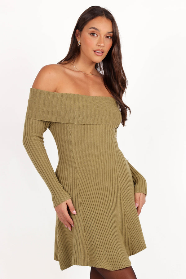 Francisco Long Sleeve Mini Dress - Olive