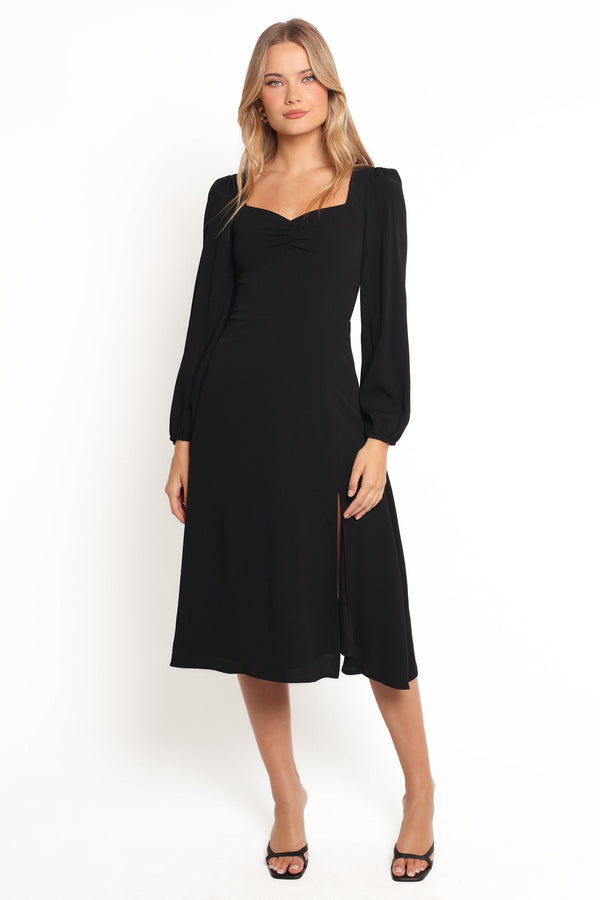 Franklin Long Sleeve Midi Dress - Black