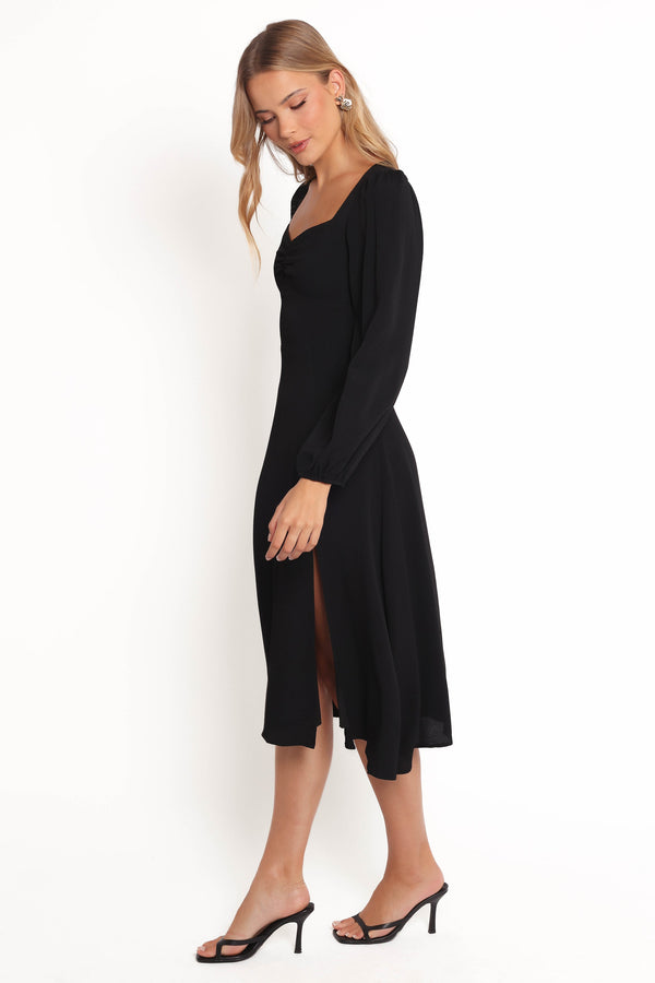 Franklin Long Sleeve Midi Dress - Black