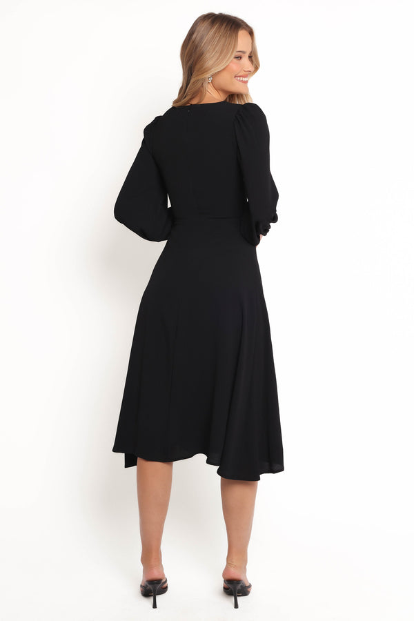 Franklin Long Sleeve Midi Dress - Black