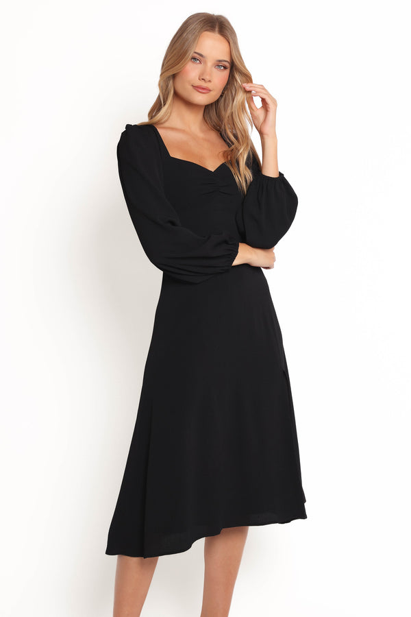 Franklin Long Sleeve Midi Dress - Black