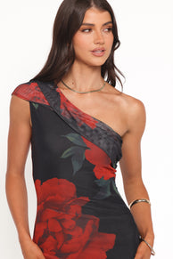 Gerri Off Shoulder Maxi Dress - Black Floral