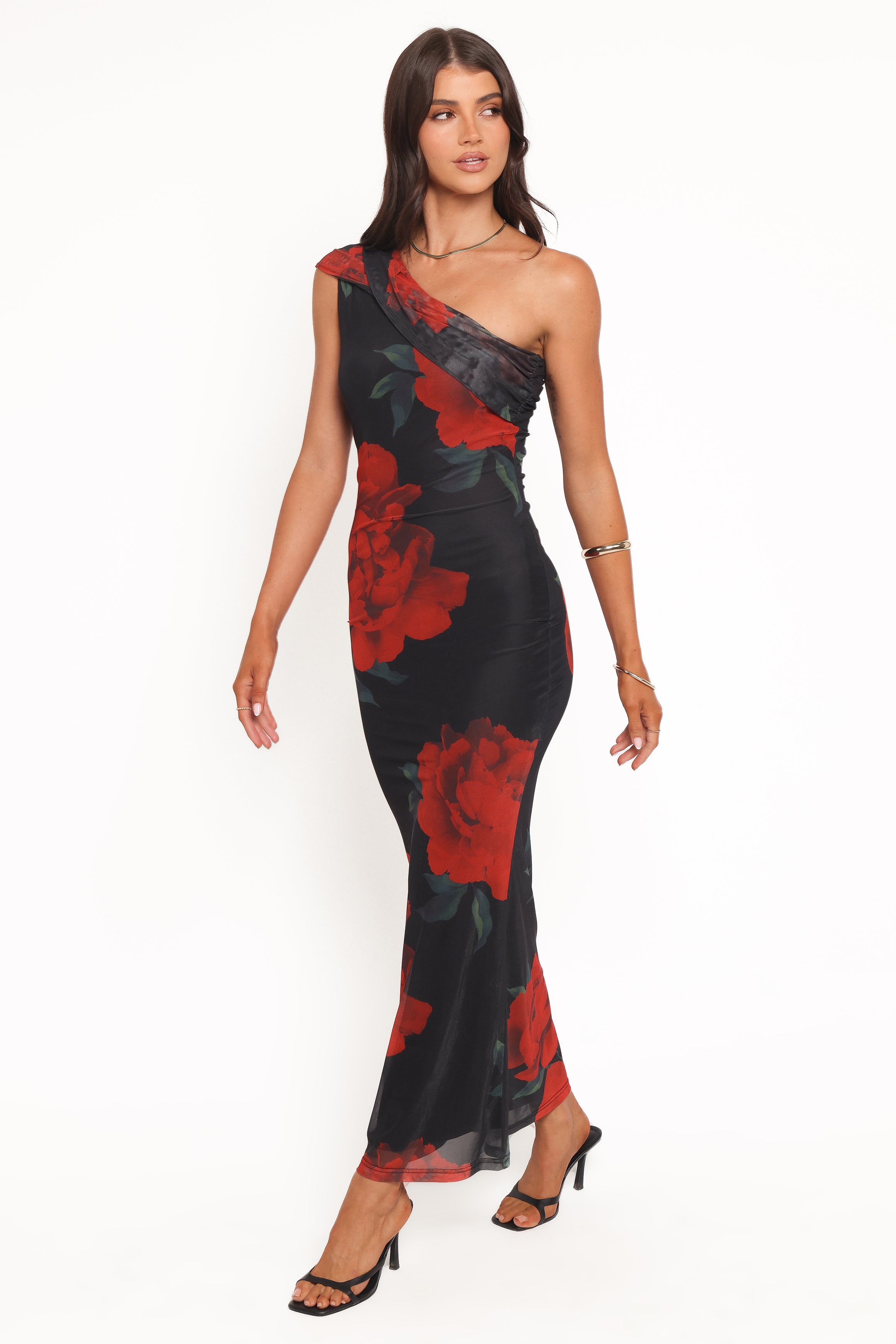 Gerri Off Shoulder Maxi Dress - Black Floral