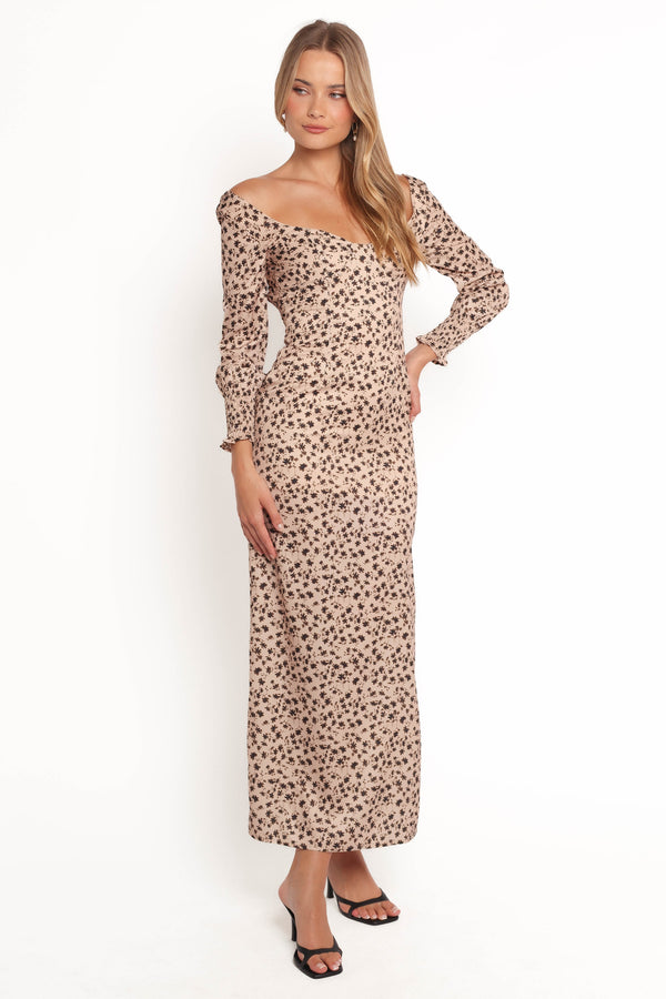 Gisella Long Sleeve Midi - Brown Floral