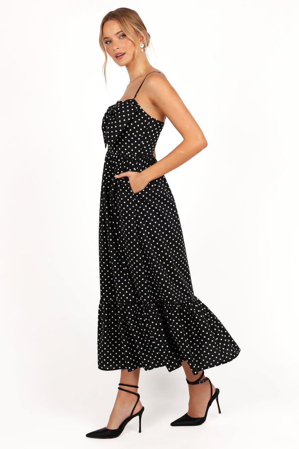 Hailee Maxi Dress - Black Polka Dot