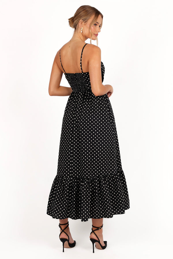 Hailee Maxi Dress - Black Polka Dot