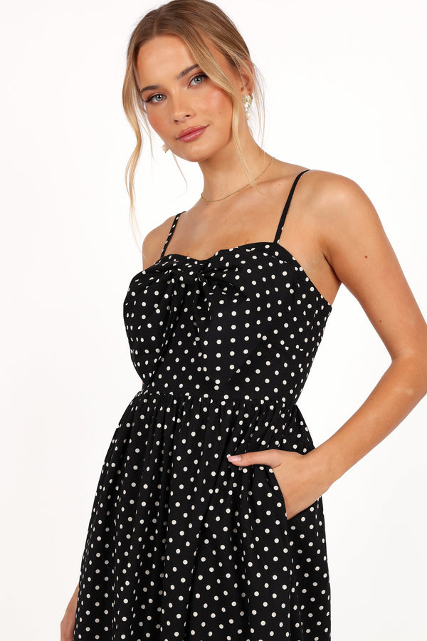 Hailee Maxi Dress - Black Polka Dot