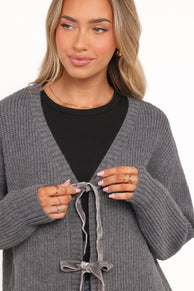 Hammond Tie Up Cardigan - Grey