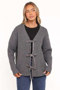 Hammond Tie Up Cardigan - Grey