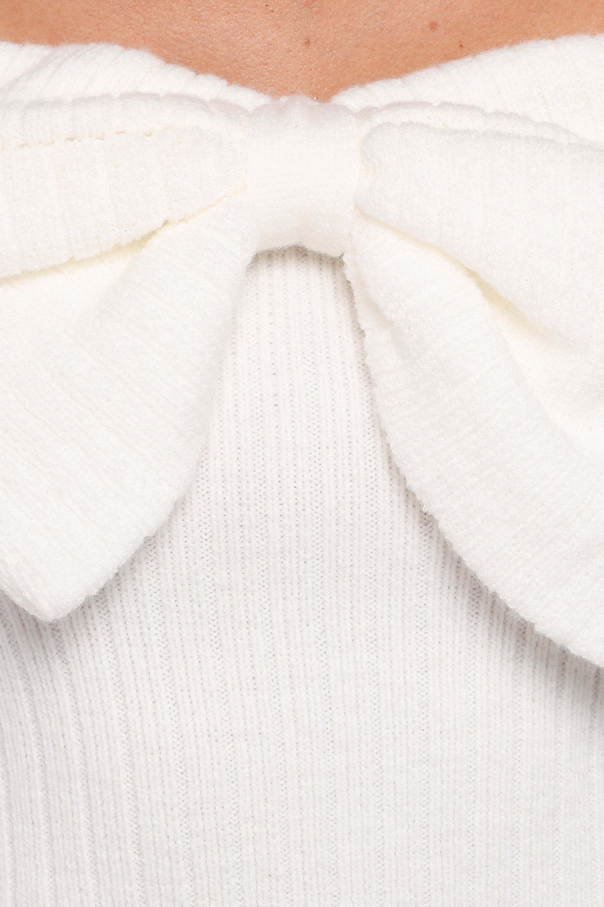 Helene Bow Off Shoulder Knit Sweater - Ivory