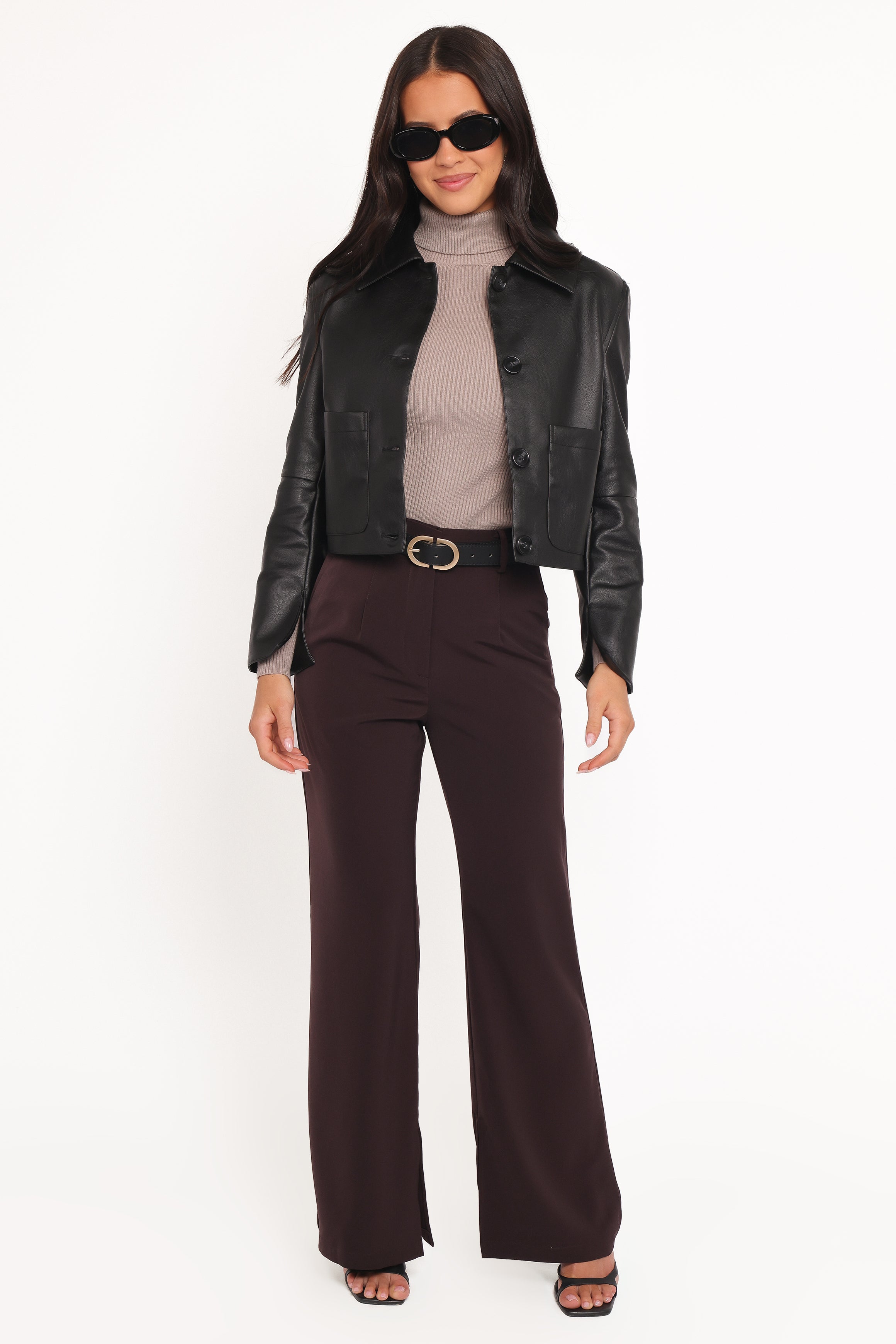 Hope Crop Faux Leather Jacket - Black