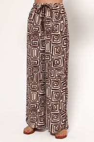 Imogen Pant - Chocolate Brown Print