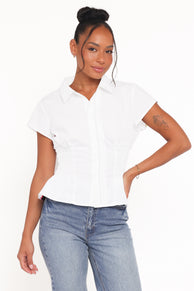 Ione Peplum Shirt - White