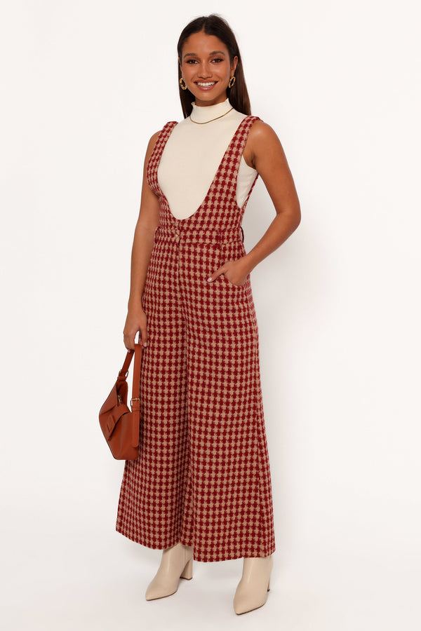 Jackson Jumpsuit - Dark Red Houndstooth