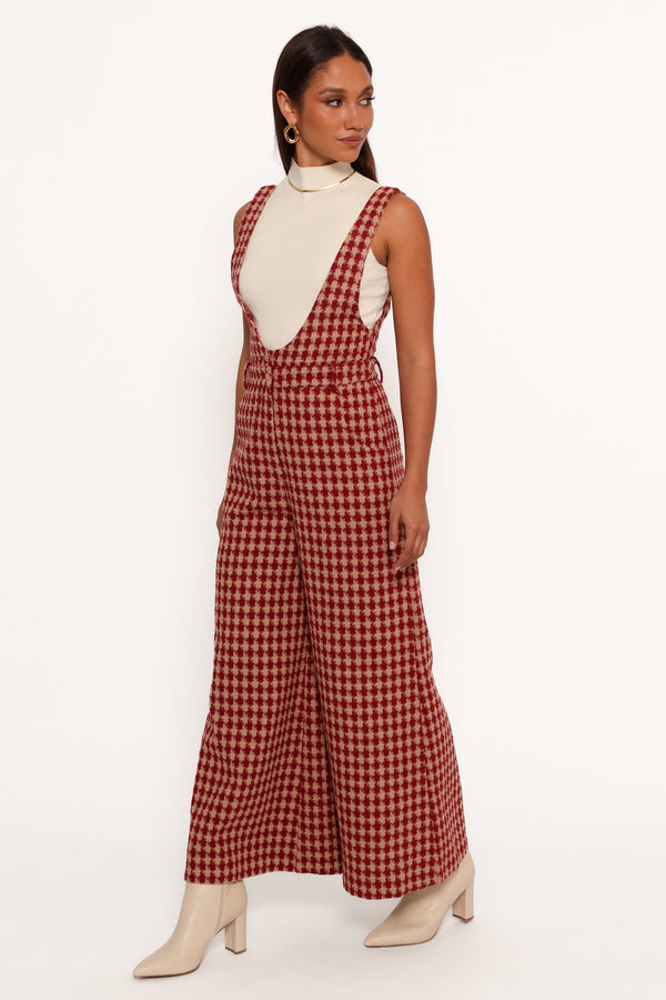 Jackson Jumpsuit - Dark Red Houndstooth