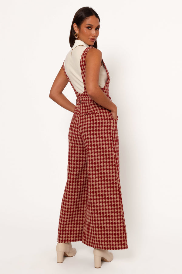 Jackson Jumpsuit - Dark Red Houndstooth