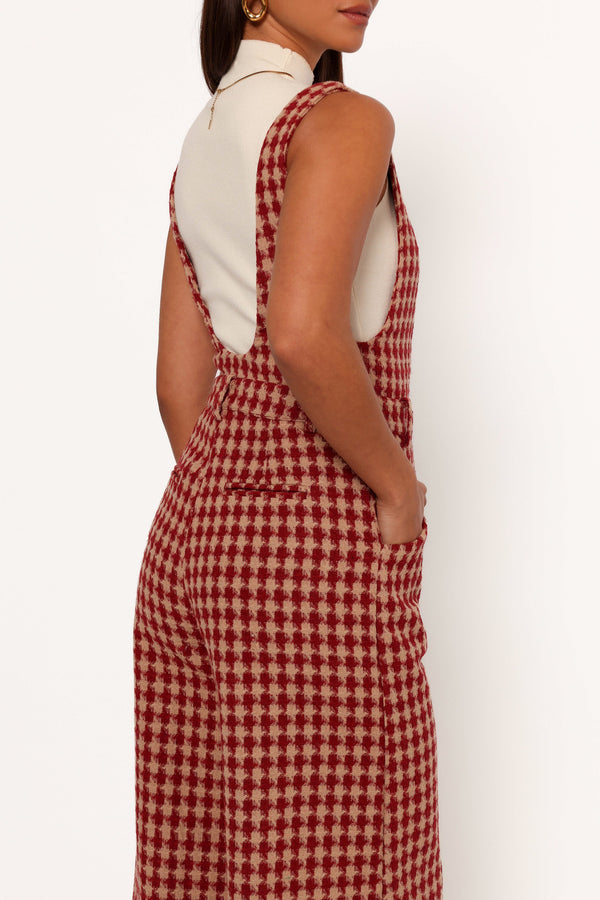 Jackson Jumpsuit - Dark Red Houndstooth