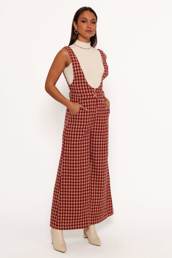 Jackson Jumpsuit - Dark Red Houndstooth