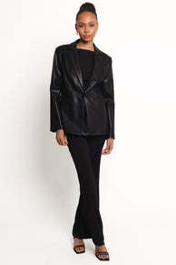 Jamie Faux Leather Blazer - Black